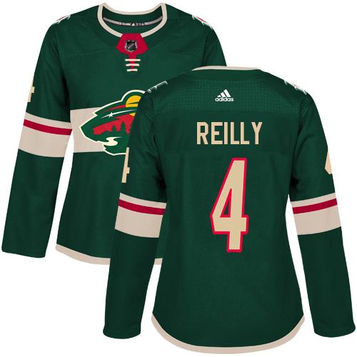 Adidas Wild #4 Mike Reilly Green Home Authentic Women's Stitched NHL Jersey